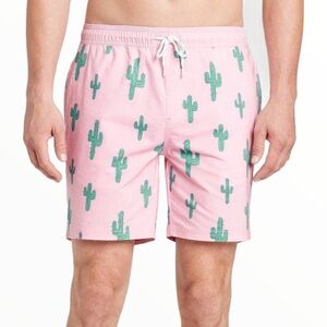 Goodfellow & Co Pink and Green Swim Trunks with Cactus Design Size Medium
